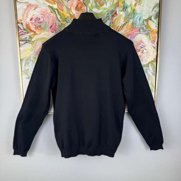 Oscar de la Renta Men’s Quarter Zip Sweater – Black - Picture 9 of 10